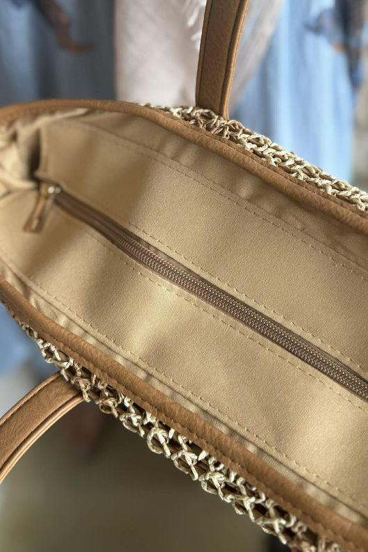 Farrah Raffia Tote Bag Dark /50=